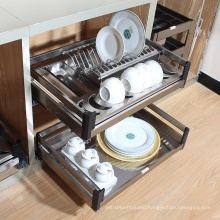 Single Tier Pull Out Stainless Steel Dish Drainer Cabinet Pull Out Basket For Kitchen